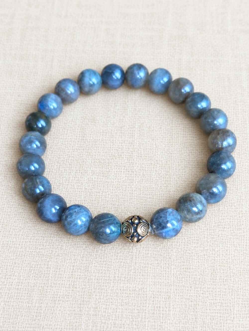 Labradorite  Beaded Stretch Bracelet | Handmade